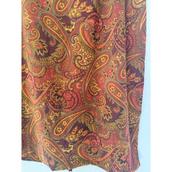 Vintage Midi Skirt Paisley Burgundy Rust Womens 1990s Size 12 Boho Cottagecore - Picture 2 of 8